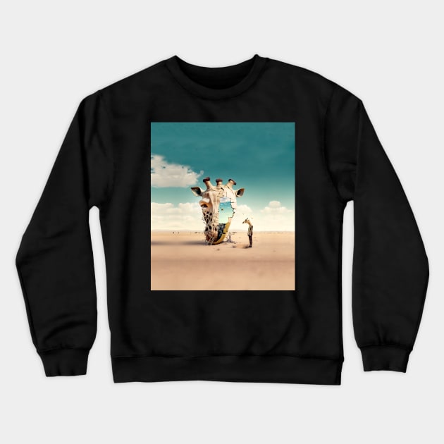 The Giraffe No. 1: A Symbol of Beauty, Grace, and Spiritual Connection on a Dark Background Crewneck Sweatshirt by Puff Sumo